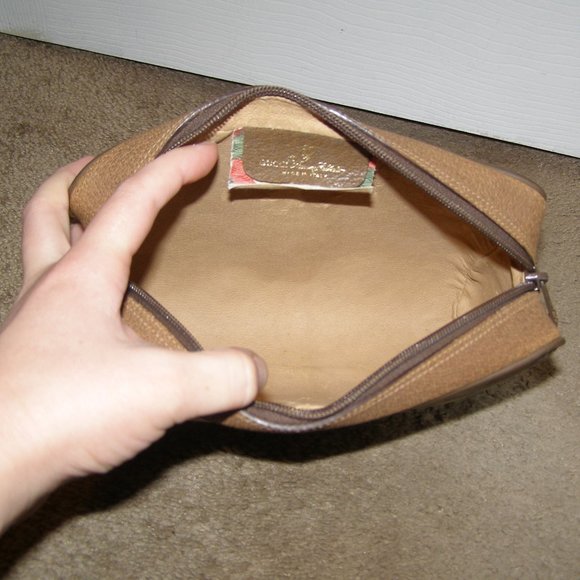 AUTHENTIC VINTAGE GUCCI SHERRY LINE MAKEUP POUCH CLUTCH TOILETRY CASE - Picture 8 of 12